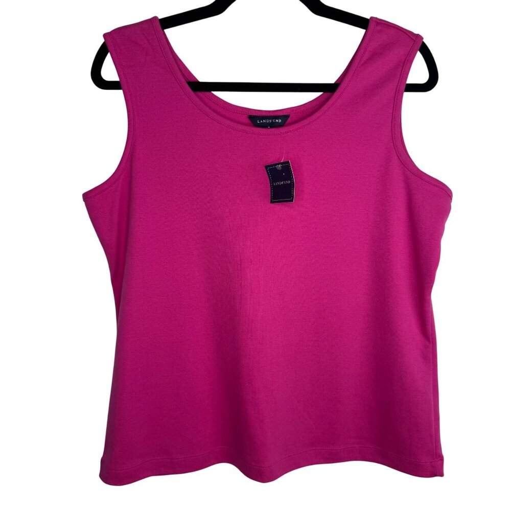 NWT Lands‎ End Women's 100% Cotton Pink Sleeveless Tank Top Size Large 14-16